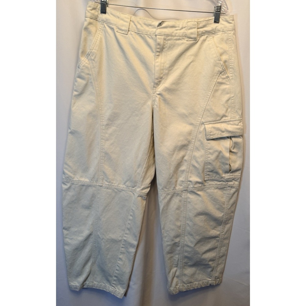 Woolrich x Target Women's Size 14 Barrel Leg Cargo Denim Jeans Cream 30" Inseam